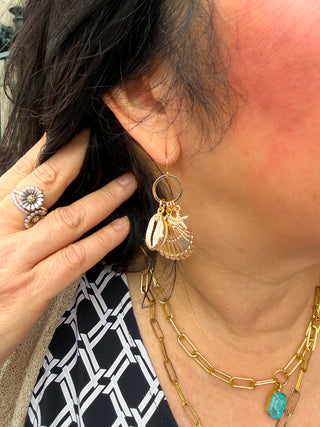 Gold Shell Dangle Earrings