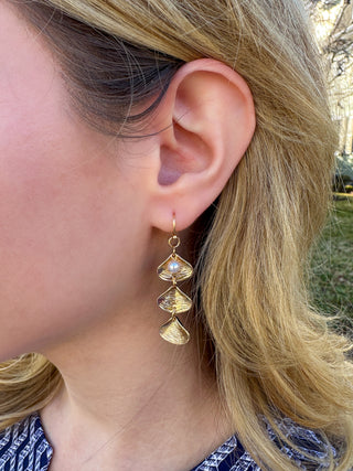 Gold Shell Dangle Earrings