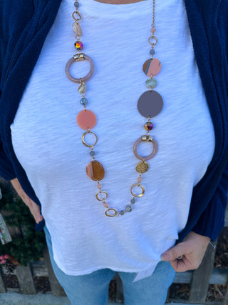 Peach and Gold Beaded Necklace