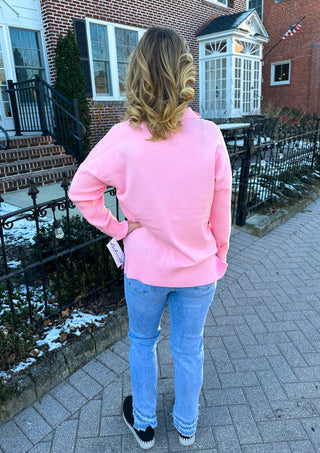 Lulu B Seaglass Pink 2-Pocket Cashmere Sweater