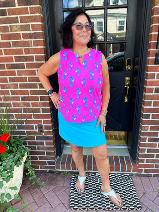 Lulu B Clearwater Turquoise Tahiti Zip Skort