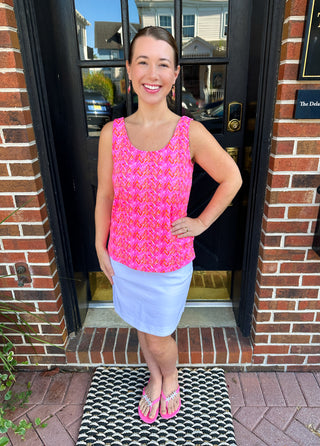Lulu B Pink and Orange Chevron Basic Tank