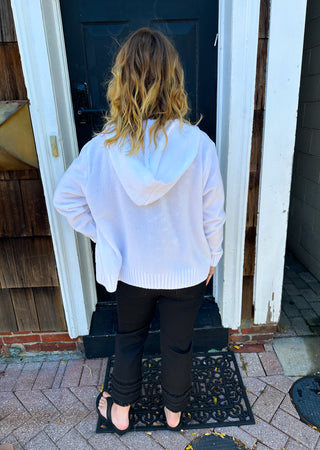 Lulu B White Hooded Chenille Zip Jacket