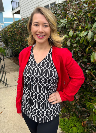 Lulu B Midnight Lattice Sleeveless V-neck Top