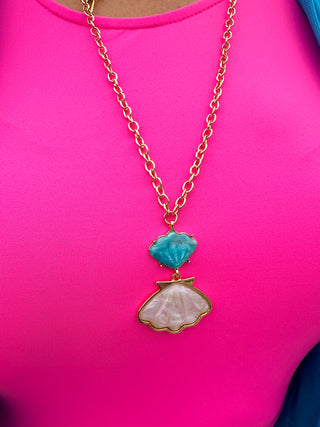 Turquoise Shell Necklace and Earring Set