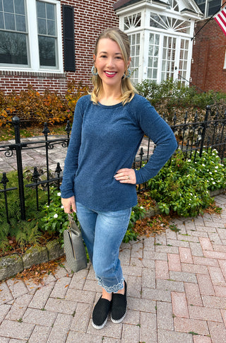 EverStretch Straight Capri with Bottom Embroidery Medium Denim