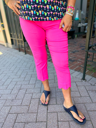 Lulu B Bangladine Bright Hot Pink Scallop Capri