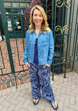 Escape by Habitat Regatta Rayon Navy Leaves Resort Flood