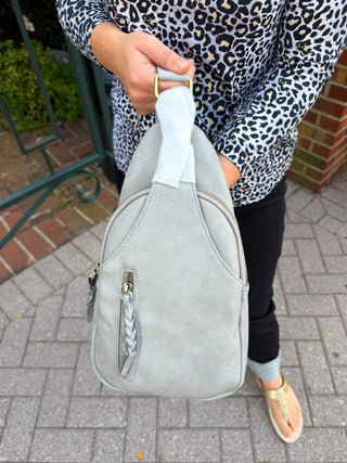 Nikki Dual Compartment Sling Bag - Grey
