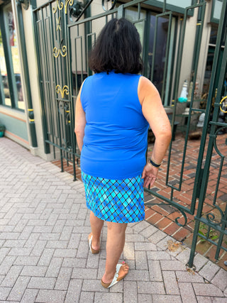 Beachtime by Lulu B Blue Window Pane Life 2-Pocket Skort
