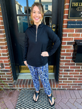 Lulu B Navy and Sand Vine Secret Pocket Capri Legging