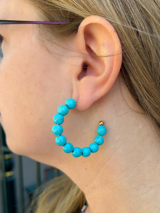 Turquoise Beaded Hoop Earrings
