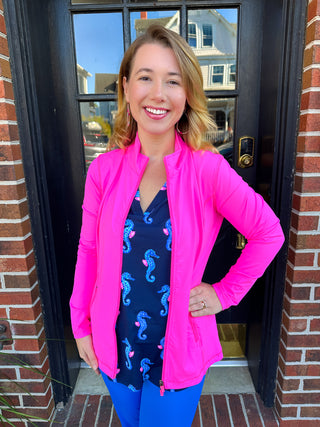 Lulu B Navy Seahorse Sleeveless V-neck Tank