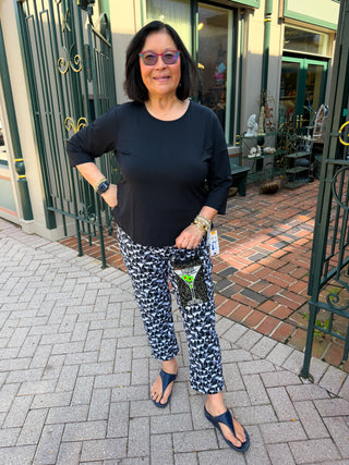 Lulu B Black Crew Neck 3/4 Sleeve Top
