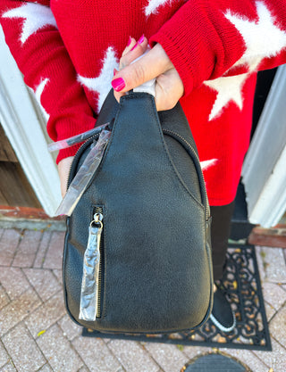 Nikki Dual Compartment Sling Bag - Black