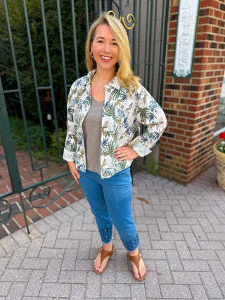 Island Escape Printed Linen Blend Jacket