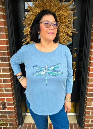 Escape by Habitat Indigo Dragonflies High Low Cotton Tee