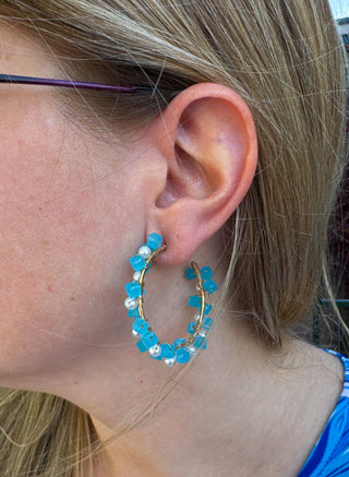 Turquoise Rock Candy Hoop Earrings