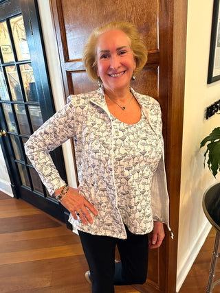 Lulu B White and Gold Cocktails Zip Jacket