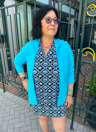 Lulu B Clear Turquoise Full Zip Jacket