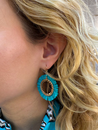 Turquoise Threaded Dangle Earrings