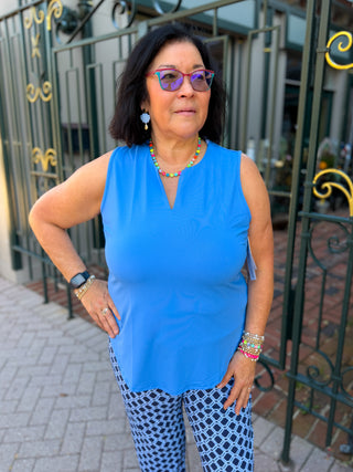Lulu B Clear Periwinkle UPF 50+ Sleeveless Keyhole Top
