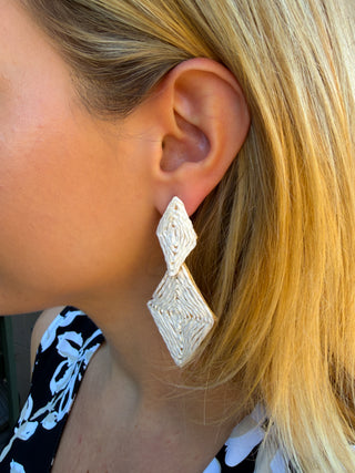Cream Diamond Shape Earrings