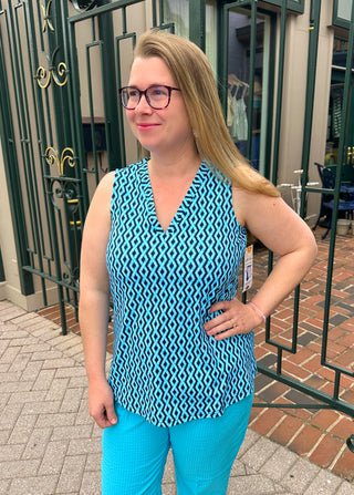 Lulu B Navy Rope Sleeveless V-neck Tank