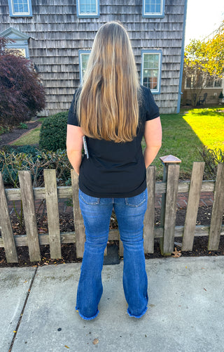 Beachtime by Lulu B Black Short Sleeve Zip Top