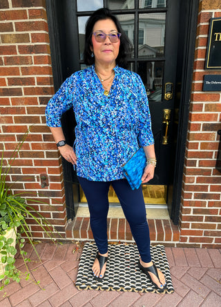 Lulu B Dark Blue Vine Button Tunic