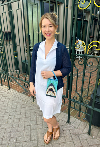 Lulu B White Tencel Sleeveless Quarter Zip Dress