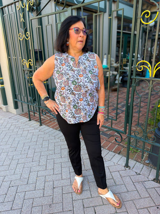 Lulu B Rustic Bloom UPF 50+ Sleeveless Keyhole Top