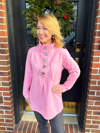 Lulu B Seaglass Pink Button Pullover