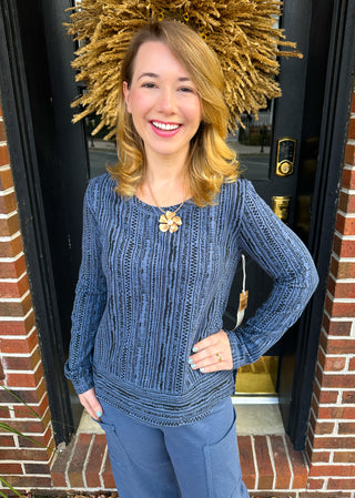 Escape by Habitat Denim Woodblock Step Hem Boxy Tee