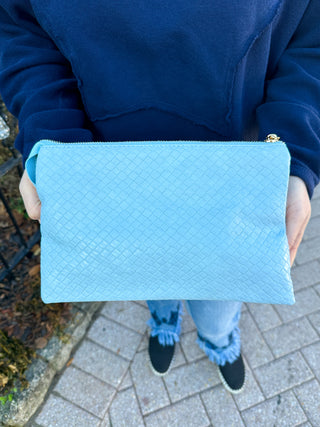 Izzy Diagonal Woven Cossbody Light Blue