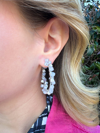 White Rock Candy Hoop Earrings