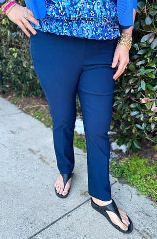 Bangladine by Lulu B Navy Pull-On Ankle Pant
