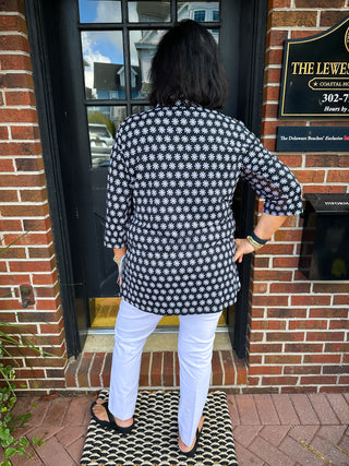 Beachtime by Lulu B Black Daisy Button Tunic