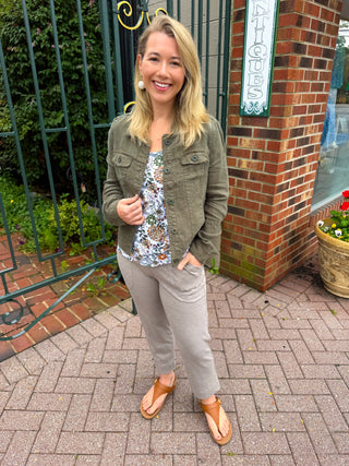 Lulu B Olive Linen Jacket