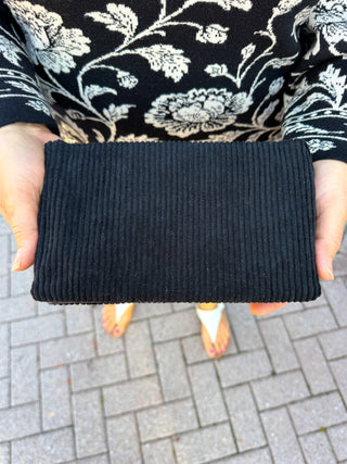 Riley Vegan Crossbody - Black Corduroy
