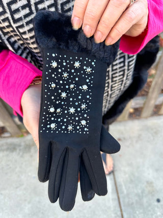 Black Pearl Faux Fur Gloves