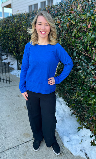 Escape by Habitat Resort Blue Pocket Pullover Cotton Top