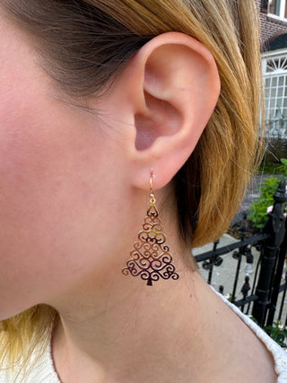 Gold Filigree Christmas Tree Earrings