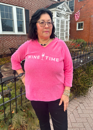 Lulu B Wine Time Pink Chenille Sweater with Hood