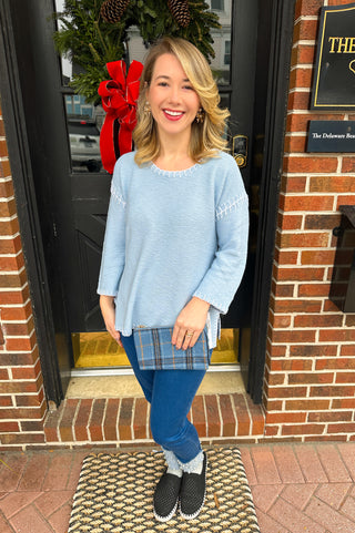 Lulu B Periwinkle Embroidered Sweater