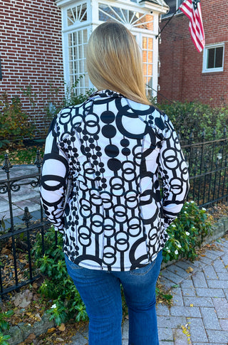 Tango Mango Black and White Circles Zip Jacket