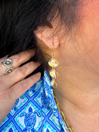 Gold Shell Dangle Earrings