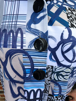 Tango Mango Navy and Sand Wire Collar Swing Top