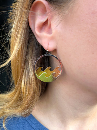 Two Tone Wave Earrings