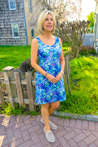 Tango Mango Women's Pastel Flower UPF 50+ Sleeveless Dress